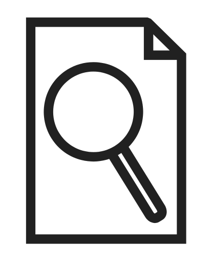 Icon of a magnifying glass over a document