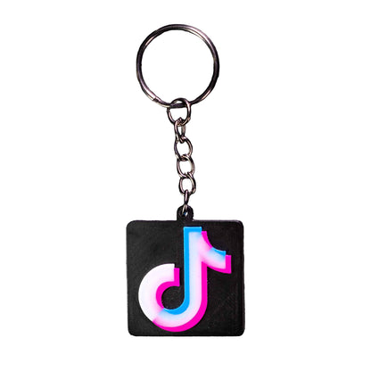 Keychain with TikTok logo on a black background