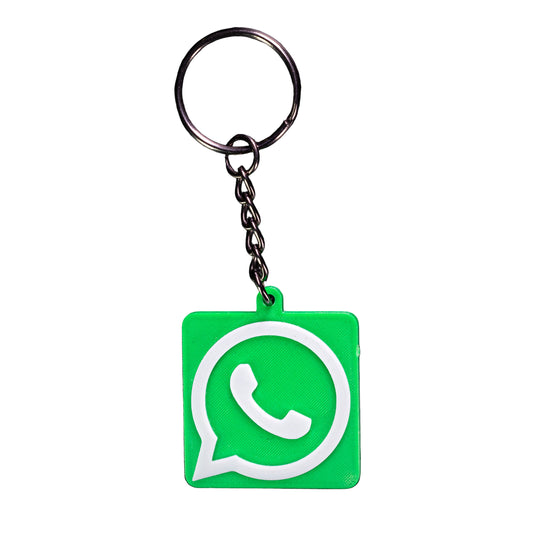 Keychain with WhatsApp logo on a black background